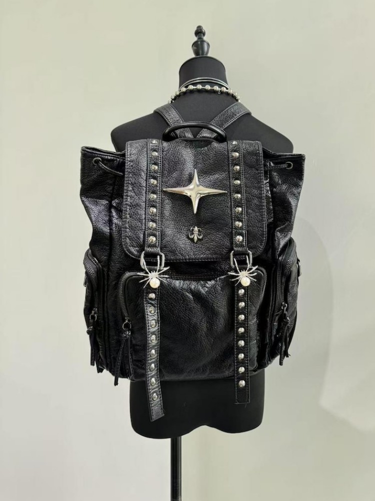 Leather Backpack Vintage - Gótico punk couro do plutônio bolsa