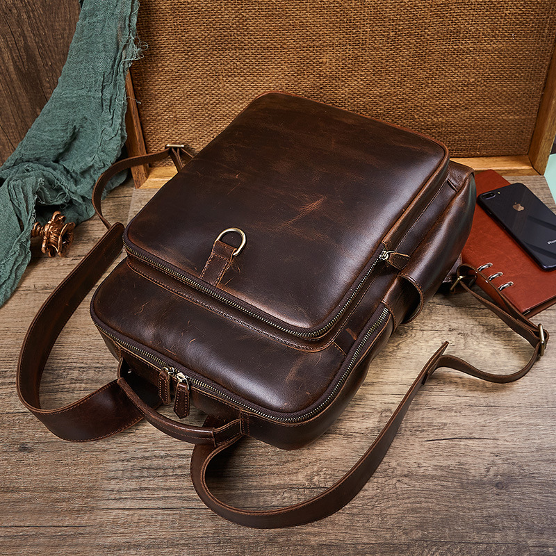 Mochila Masculina de Couro Enc - Leather Backpack Vintage avaliação e preço