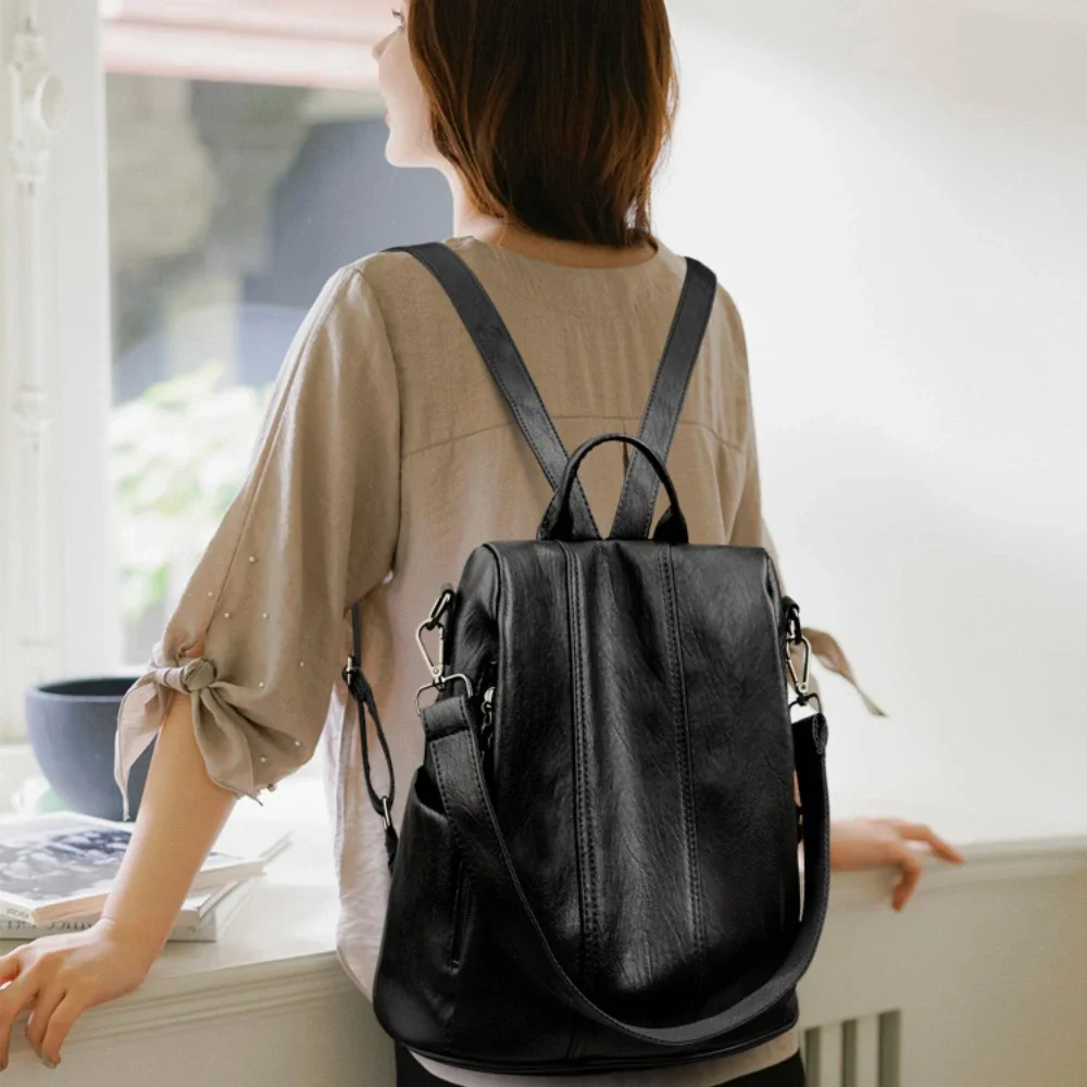 Novo anti-roubo mochila para p - Leather Backpack Vintage avaliação e preço
