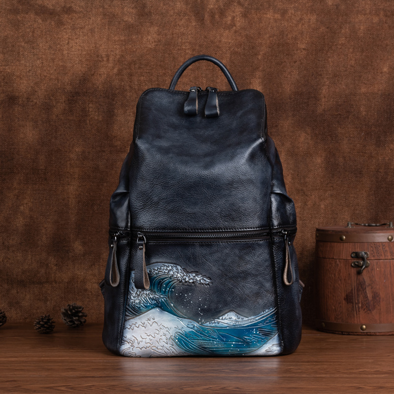 Genuíno couro macio real das m - Leather Backpack Vintage avaliação e preço
