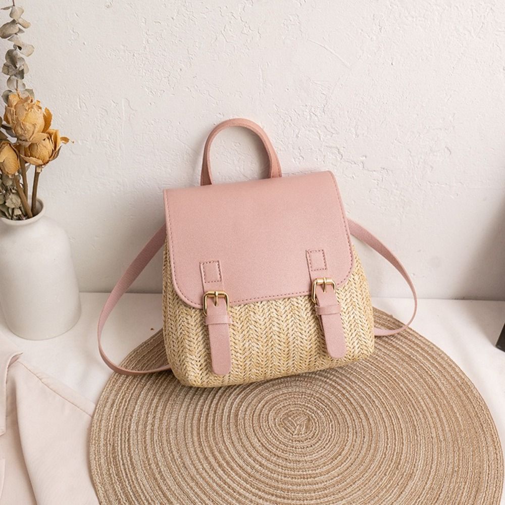 Mochila de Palha em Couro PU c - Leather Backpack Vintage avaliação e preço